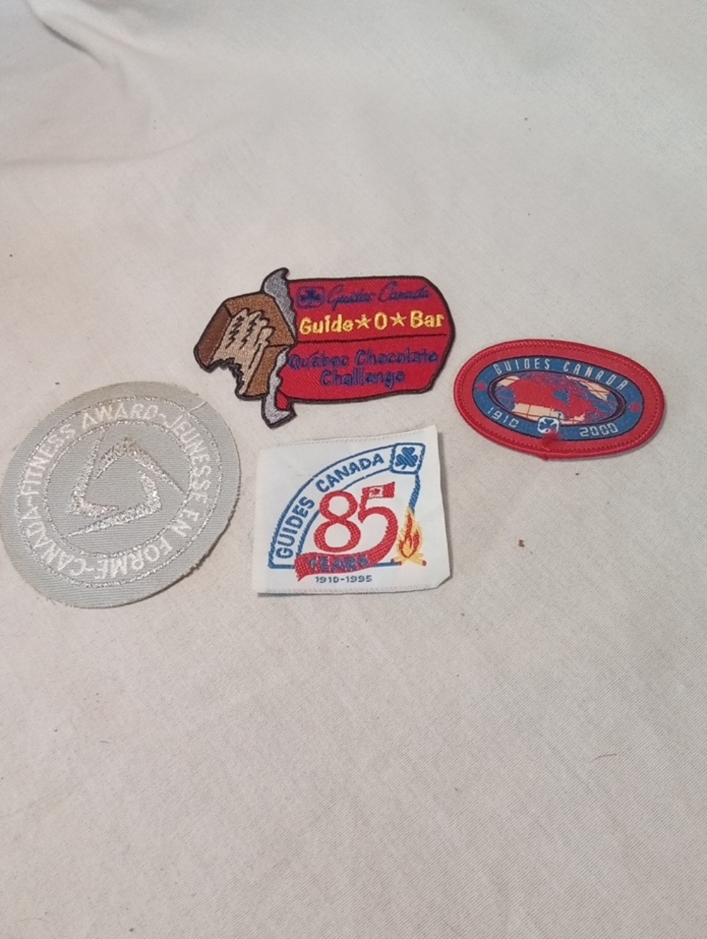 Girl Guides Embroidered Patch Set - Red, White, Silver, Brown